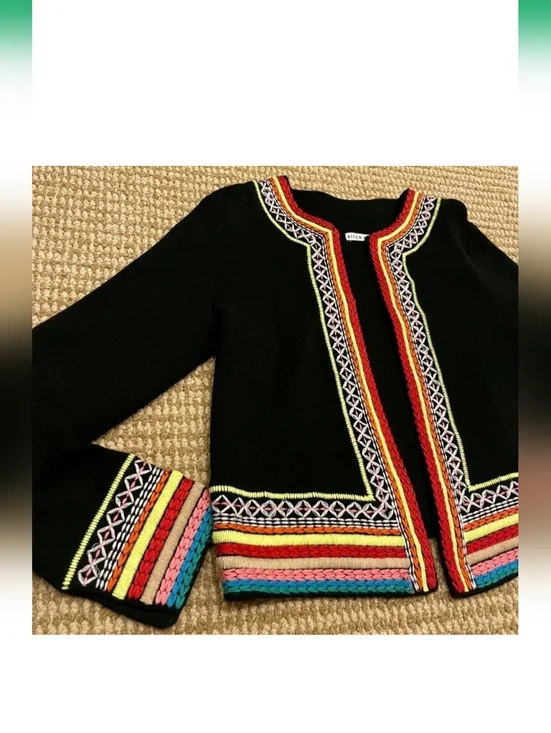 alice + oliva embroidered open front jacket Size XS - Picture 8 of 15